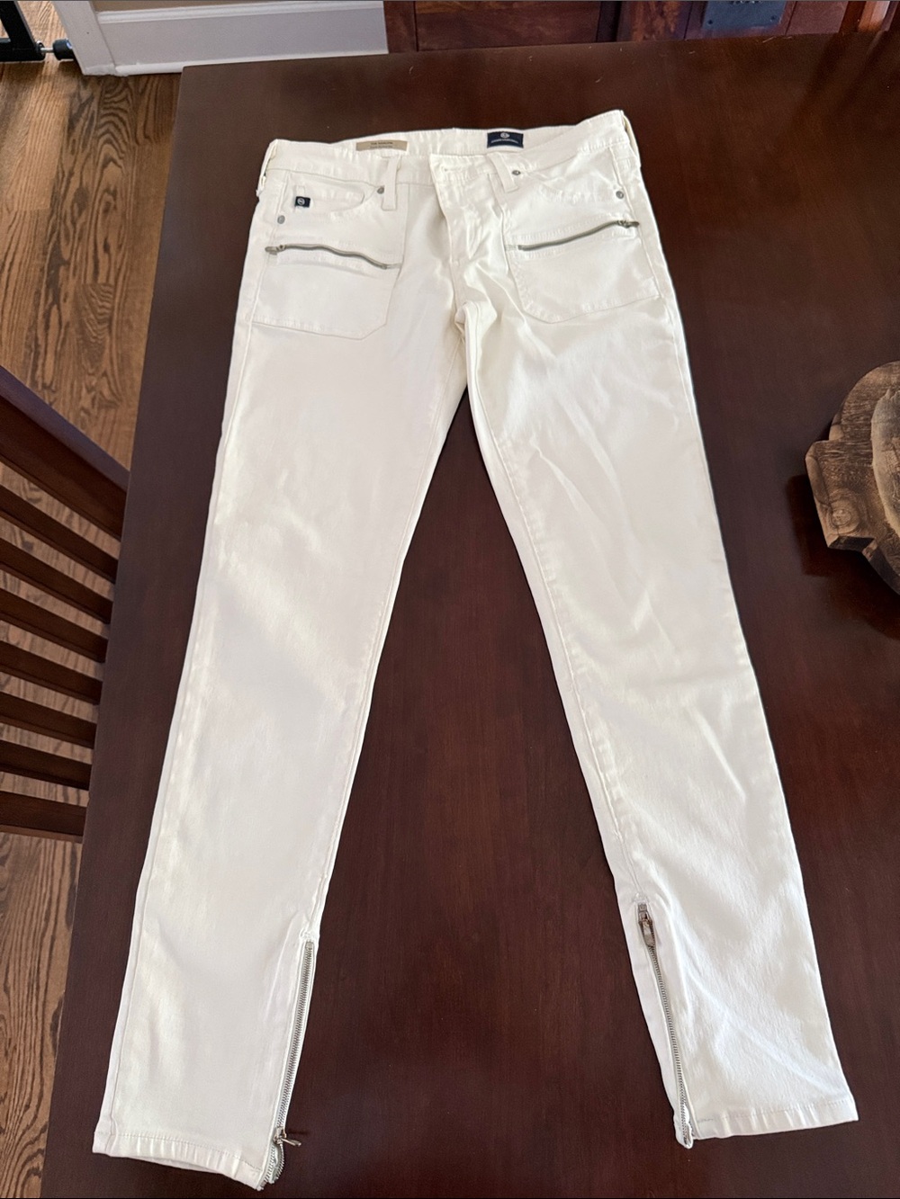 AG Adriano Goldschmied women’s White Skinny THE HARLOW Patch pocket zip